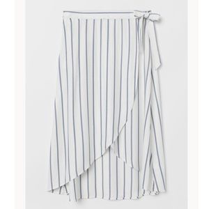 H & M White Striped Wrap Around Skirt